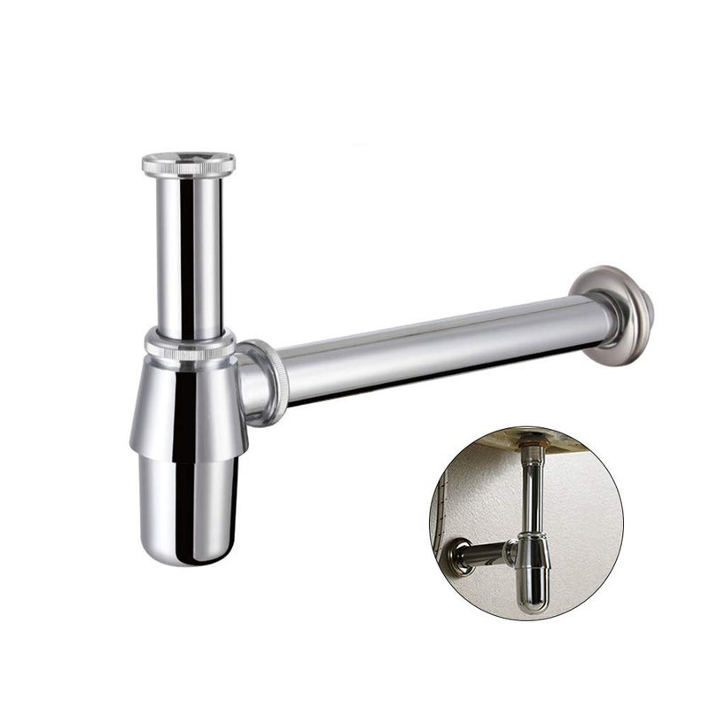 ecoartheating Classical Basin Bottle Trap Chrome Sink Bathroom Waste Pipe 1-1/4 inch Slip Inlet Drain Tube Kit - Image 1